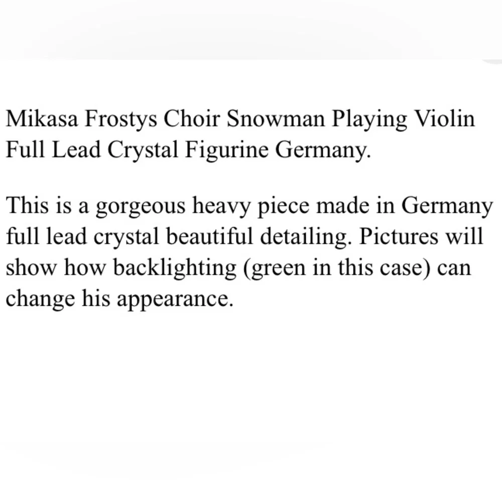 Mikasa Frostys Choir Crystal Snowman Playing Violin Glass Winter Christmas Decor